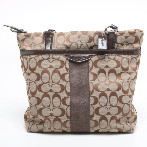 Coach Handbags - Coach Signature Stripe Tote Bag